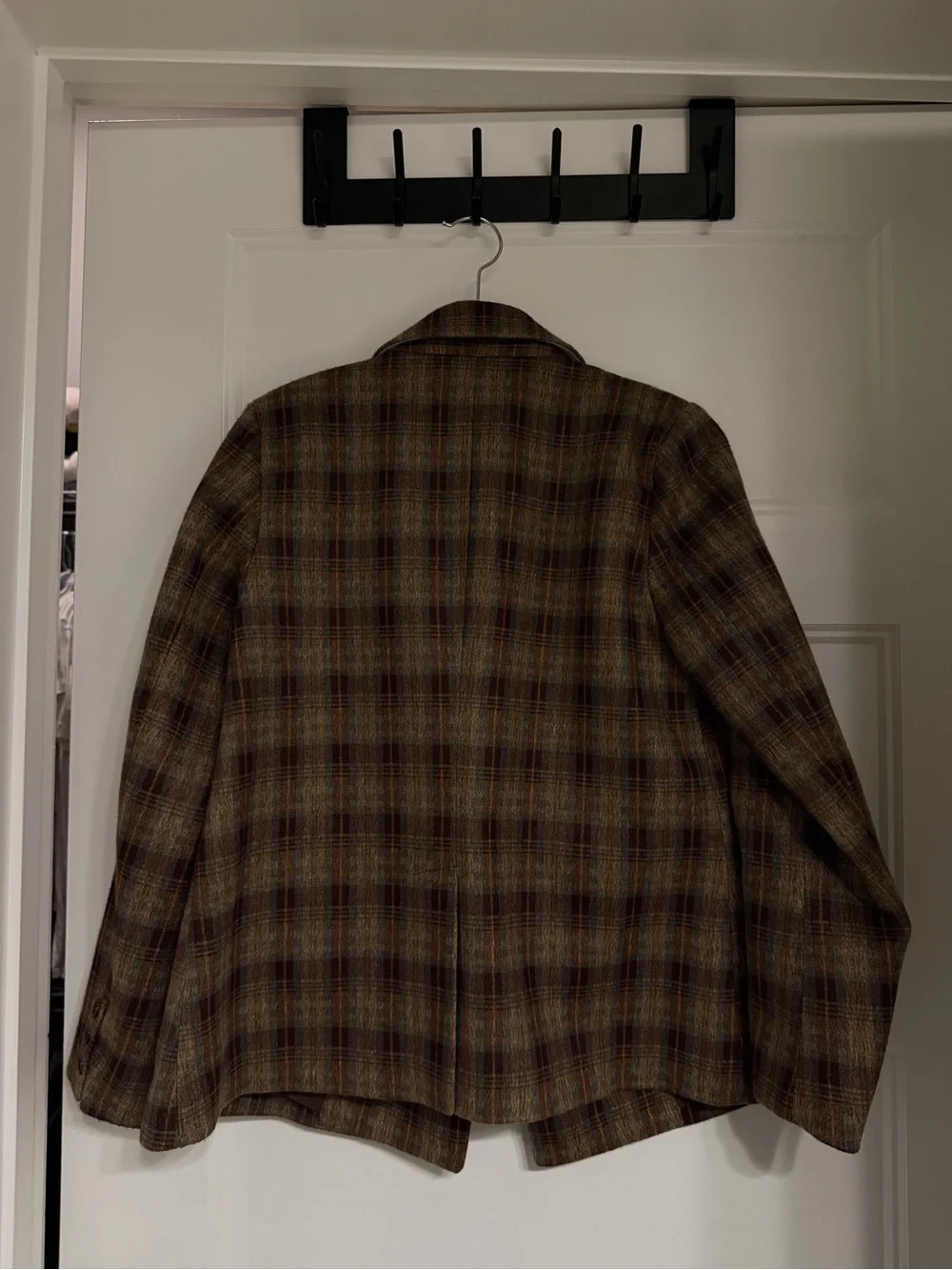 Greylin Plaid Double-Breasted Blazer in Brown and Green Tones - Picture 3 of 5